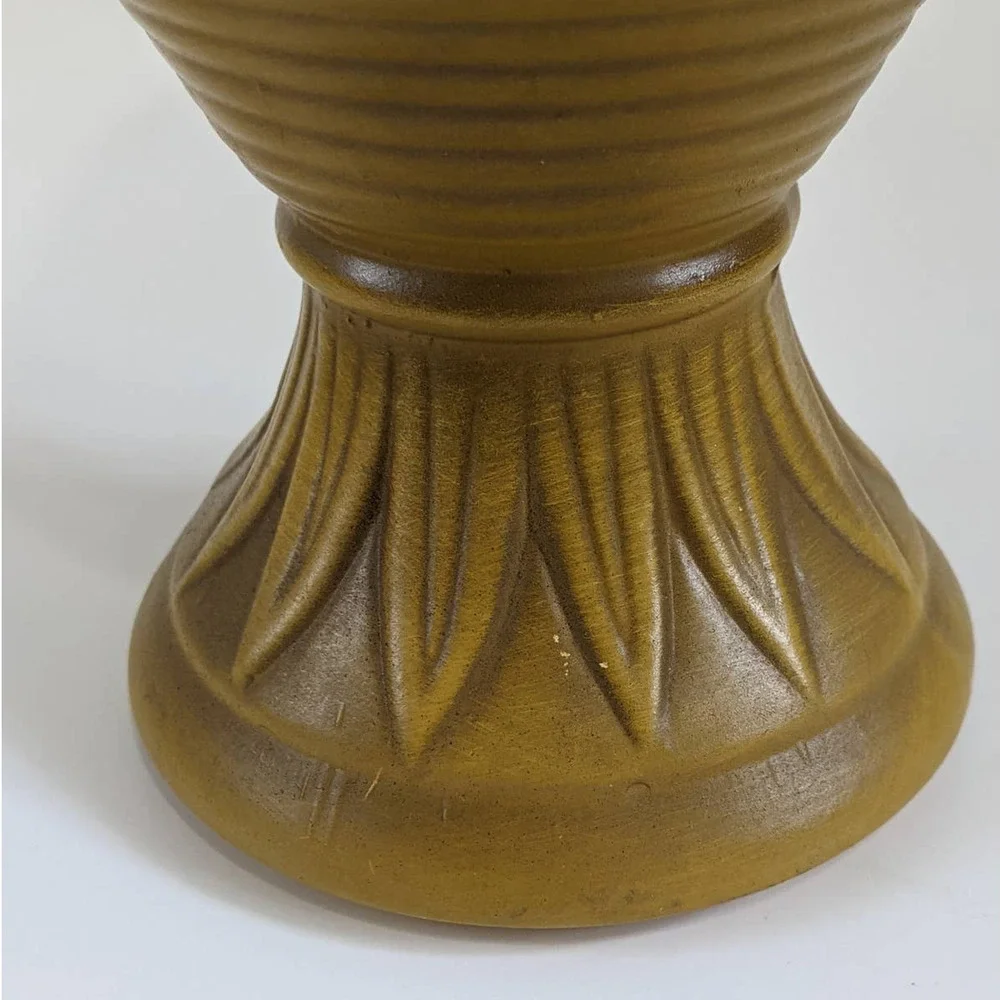 Vintage Mid-Century Mustard Yellow‎ Chalice-Shaped Vase, 60's Chalk Floral Ware